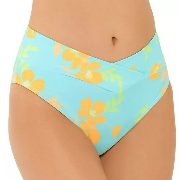 Ninety-Nine Peplum Top Tankini Set Junior Size 3-5 Turquoise Blue & Orange Daisi - Picture 2 of 5